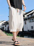 Mens Ice Silk Blend Baggy Cropped Summer Harem Pants