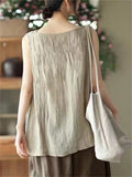 Summer Loose Solid Color Sleeveless Shirts for Women