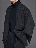 Japanese Style Black Stripe 3/4 Sleeve Cardigan for Men