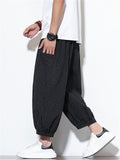 Men's Summer Casual Striped Wide Leg Beach Cropped Pants