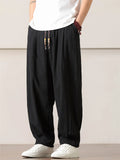 Men's Chinese Style Simple Casual Baggy Linen Blend Harem Pants