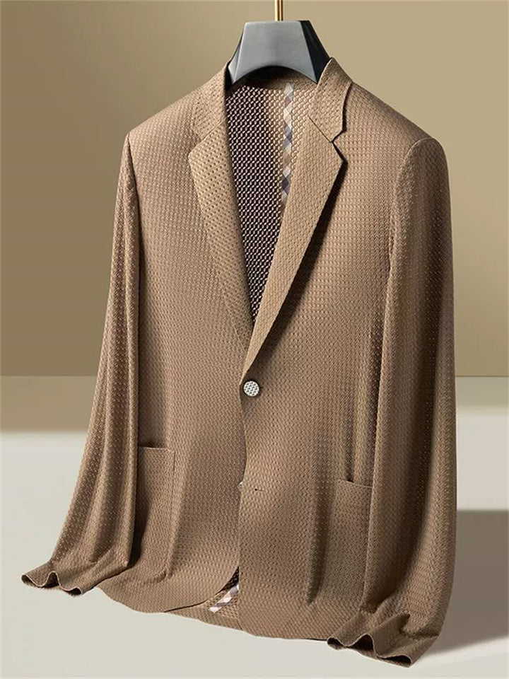 Men's Solid Color Cool Single Breasted Lapel Long Sleeve Jacket