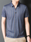 Summer Men's Stripe Short Sleeve Lapel Polo Shirts