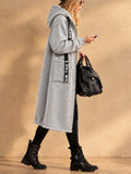 Women Long Hooded Cardigan Fleece Zip Up Oversized Coat