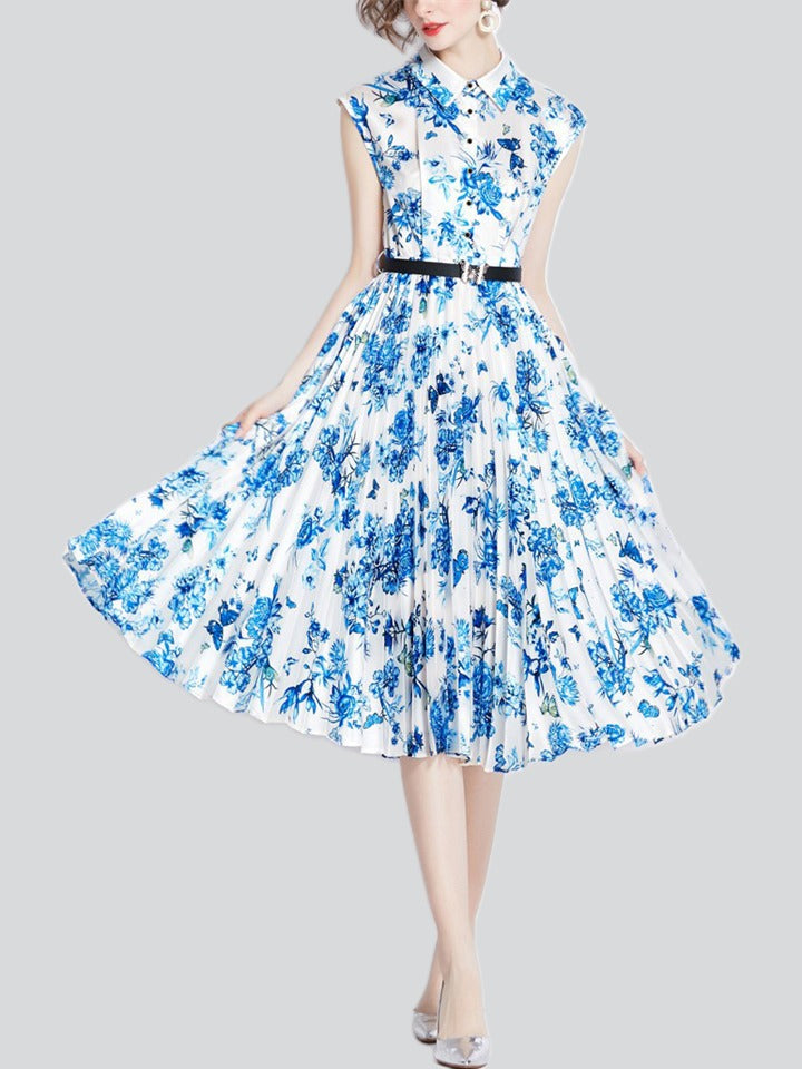 Female Temperament Polo Neck Sleeveless Midi Dresses