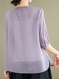 Loose Women's V-Neck Ethnic Style Embroidered Shirts