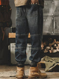 ‌Men's Loose Fit Retro Denim Pants with Utility Pockets