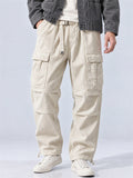 Men Japanses Style Corduroy Drawstring Loose Fit Wide Leg Cargo Pants