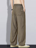 Men Linen Blend Casual Breathable Comfortable Loose Fit Wide Leg Pants