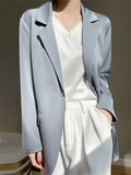 Women's Drape Satin Solid Color Long Sleeve Suit Jacket