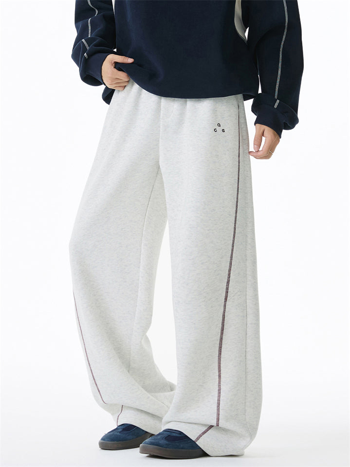 Men's Retro Comfy Contrast Trim Elastic Waist Wide Leg Pants