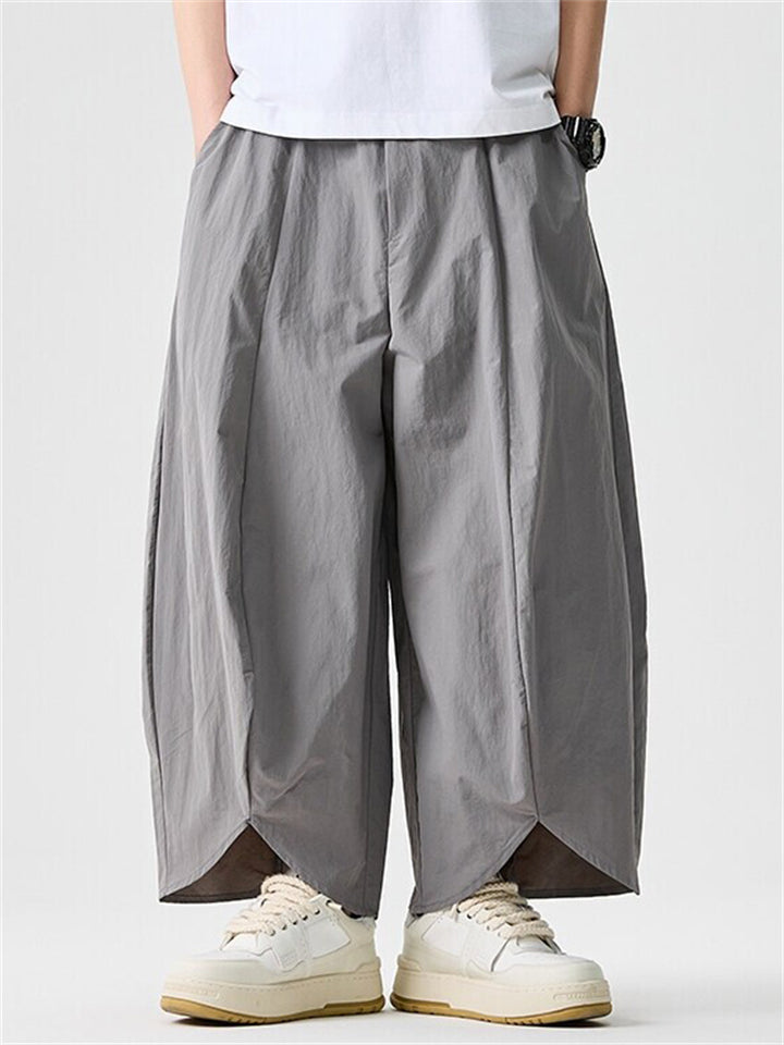 Summer Men's Loose Comfy Wide Leg Cropped Pants