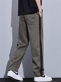Casual Loose Fit Side Stripe Straight Leg Pants for Men