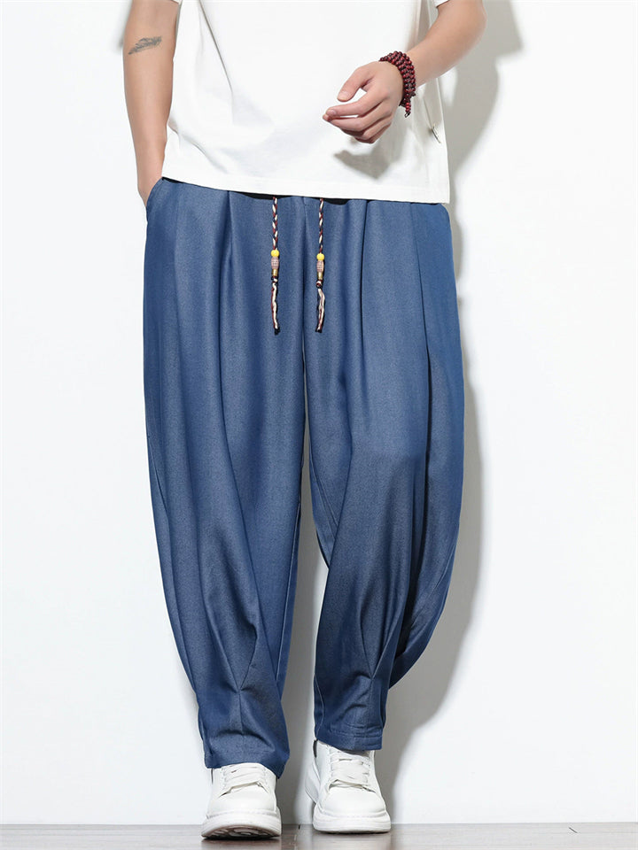 Men's Chinese Style Summer Casual Loose Fit Harem Jogger Pants
