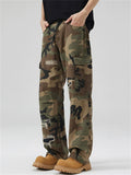 Men Distressed Camo Cargo Reguar Fit Streetwear Pants