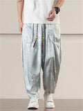 Men's Casual Loong Print Wide Leg Harem Pants