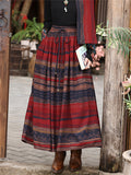 Women's Ethnic Style Contrast Color High Rise Skirts