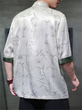 Men's Bamboo Print Cool Tang Suit Short Sleeve Chinese Style Shirts