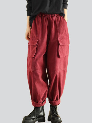 Women's Trendy Multi-Pocket Workwear Cotton Lantern Pants