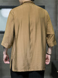 Men's Summer Chinese Style Cool Solid Color Half Sleeve Tang Suit Shirts