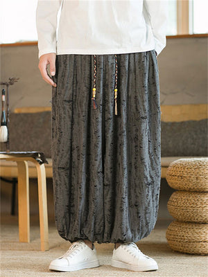 Chinese Style Oversized Ripped Lantern Pants for Men