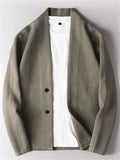 Men's Casual Autumn Solid Color V Neck Single Breasted Knit Cardigan Jackets