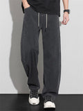 Mens Loose Fit Drawstring Streetwear Baggy Wide Leg Pants