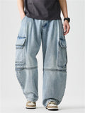 High Street Casual Patchwork Pockets Cargo Jeans for Men