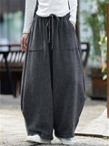 ‌Men's Autumn Casual Loose Fit Corduroy Pants with Drawstring and Pockets