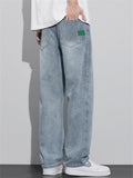 Men's High Street Soft Drape Light Blue Straight Leg Denim Jeans