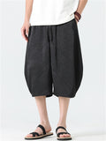 Men's Summer Cool Casual Print Drawstring Capri Bloomers Pants