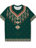 Men's Summer Boho Ethnic Style Printed Quick-Dry Short Sleeve Shirts