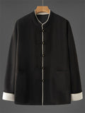 Men's Autumn Chinese Style Corduroy Contrast Color Tangsuit Jackets