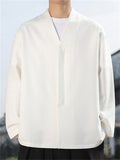 Men's Autumn Solid Color Concealed Placket Cardigan Jackets