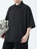 Bamboo Leaf Pattern Trendy Irregular Shirt for Men
