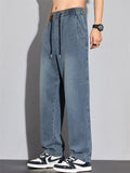 Men's Streetwear Breathable Wide Leg Elastic Drawstring Soft Jeans
