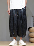 Men's Cool Casual Loong Print Wide Leg Cropped Pants