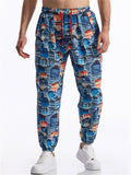 Men's Summer Retro 3D Print Drawstring Jogger Pants