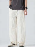 Mens Vintage Simple Loose Fit Wide Leg Baggy Pants