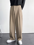 Men Old Money Style Wide Leg Pleated Drape Straight Pants
