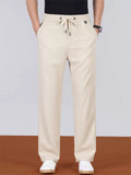 Men's Minimalist Drawstring Waist Straight Leg Linen Pants