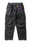 Men Japanses Style Corduroy Drawstring Loose Fit Wide Leg Cargo Pants