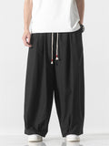 Men's Spring Casual Solid Color Drawstring Straight-Leg Pants