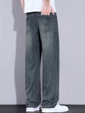 Mens Summer Vintage Wash Straight Leg Relaxed Fit Denim Jeans