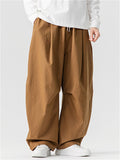Japanese Style Autumn Drawstring Drape Straight Leg Loose-Fit Pants for Men