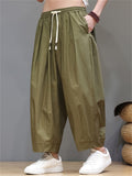 Men's Summer Casual Drawstring Wide Leg Cropped Pants