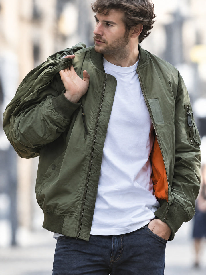 Men Casual Zip Up MA 1 Military Bomber Flight Jacket