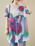Cute Colorful Cartoon Elephant Summer Oversized Shirt for Women
