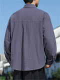 Chinese Style Solid Color Lapel Long Sleeve Shirts for Men