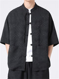 Retro Chinese Style Loose Stand Collar Satin Shirts for Men